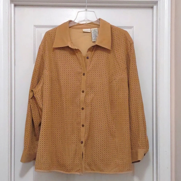 White Stag Plus Tops - White Stag Plus Long Sleeved Tan Blouse Size 22W-24W